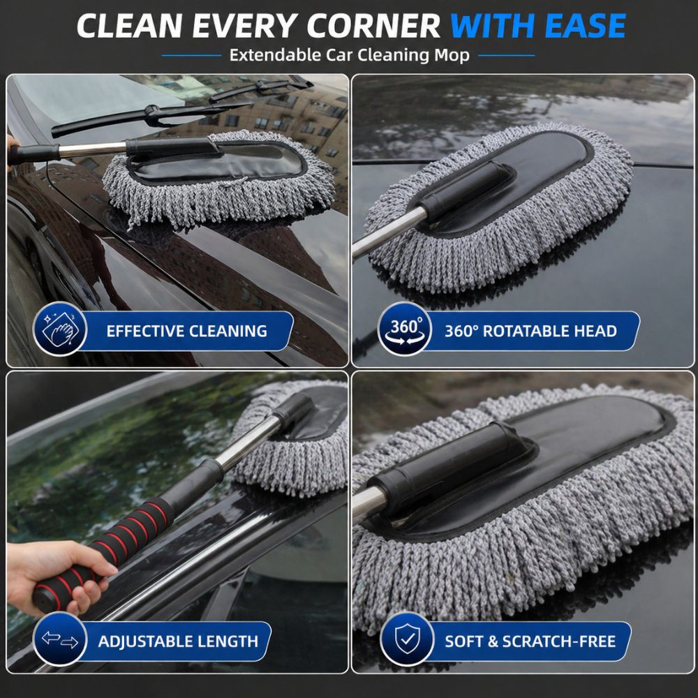 3 - In - 1 Cleaning Bundle – Spray Wiper + Extendable Microfiber Duster + Free Shampoo - CarBro