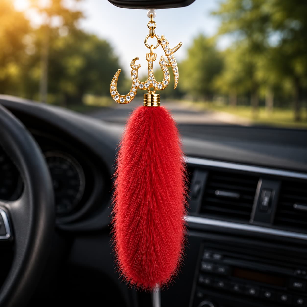 Premium Islamic Car Hanging Allah & Muhammad Rear View Mirror Pendant