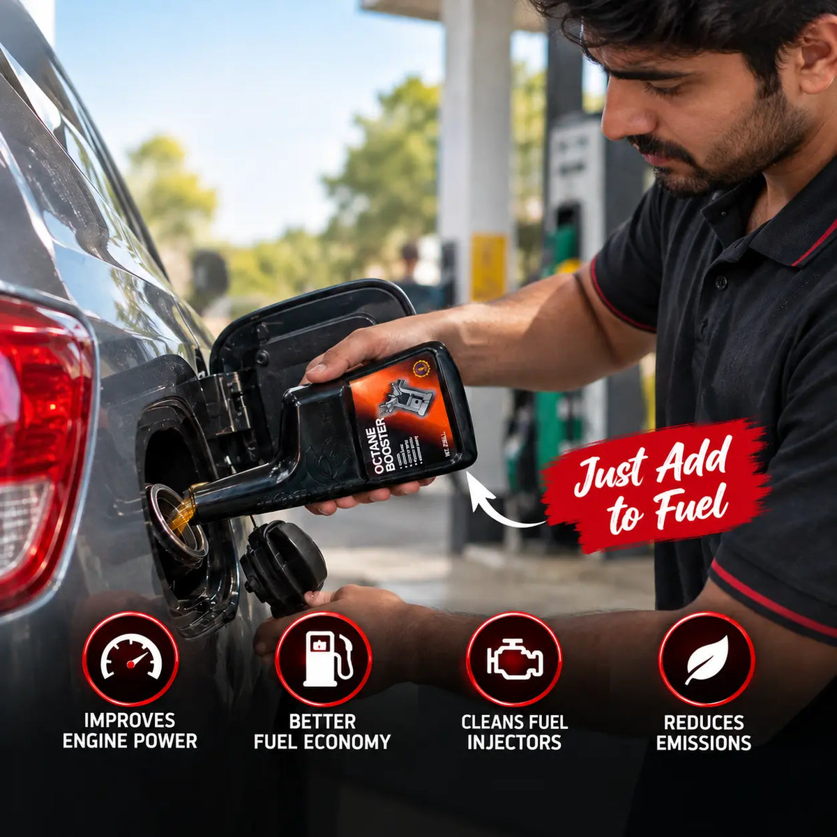 Octane Booster Fuel Additive for Petrol Cars & Motorcycles