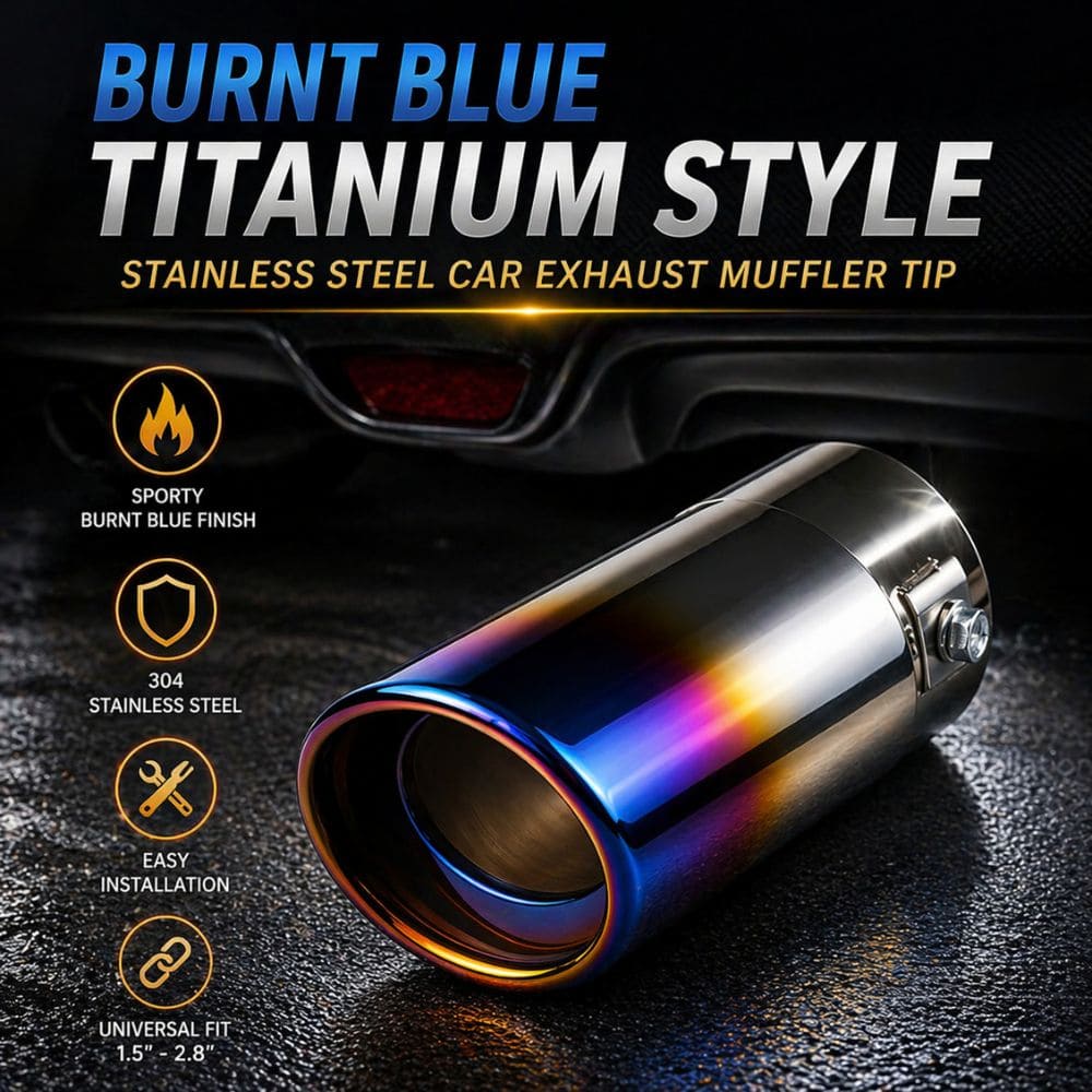 CarBro Burnt Titanium Exhaust Muffler Tip – Universal Silencer Tip Sporty Look Upgrade - CarBro