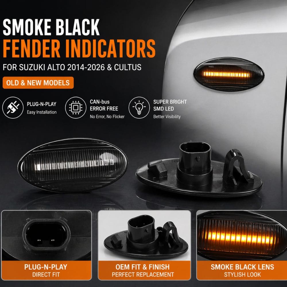 CarBro Smoke Black Fender Indicators – Suzuki Alto 2014–2026 & Cultus | Stylish Side Lights Pair - CarBro