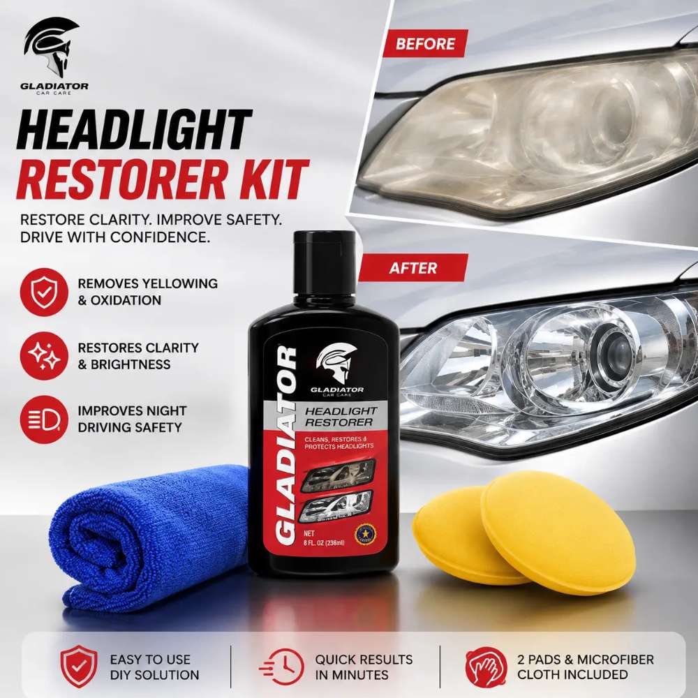Gladiator Headlight Restorer Kit – 2 Pads & Microfiber Cloth - CarBro