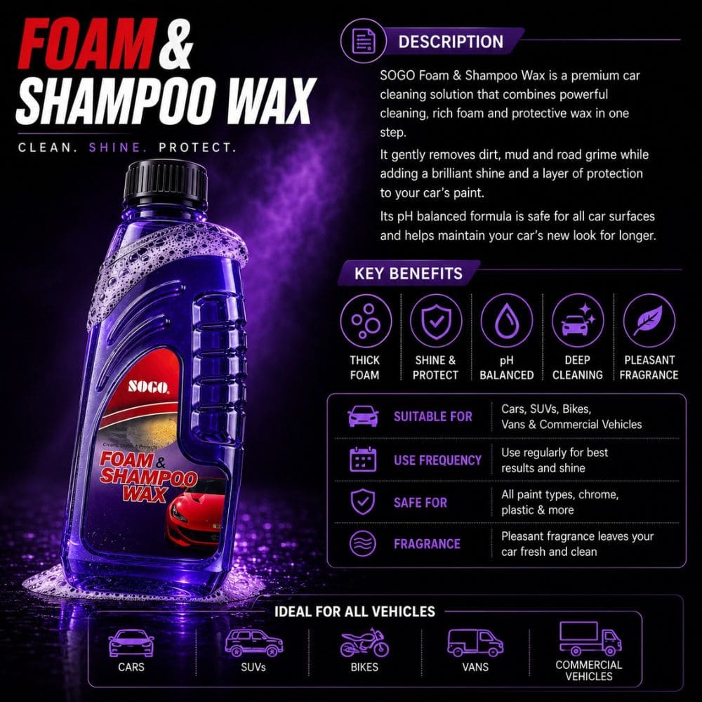 SOGO Foam & Shampoo Wax – Premium Car Wash Shampoo with Thick Foam & Protective Shine - CarBro
