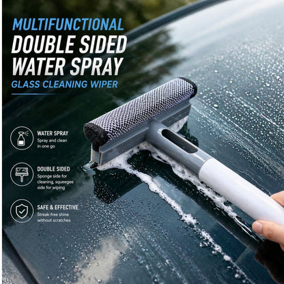 2 - in - 1 Double Sided Glass Cleaner – Water Spray Wiper with Sponge Brush & Squeegee for Car & Home Cleaning - CarBro