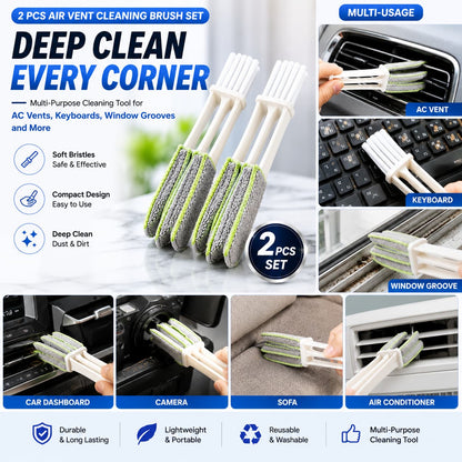 2 PCS Air Vent Cleaning Brush Set | Multi-Purpose Car AC Vent, Keyboard & Window Groove Cleaning Brush | CarBro.pk