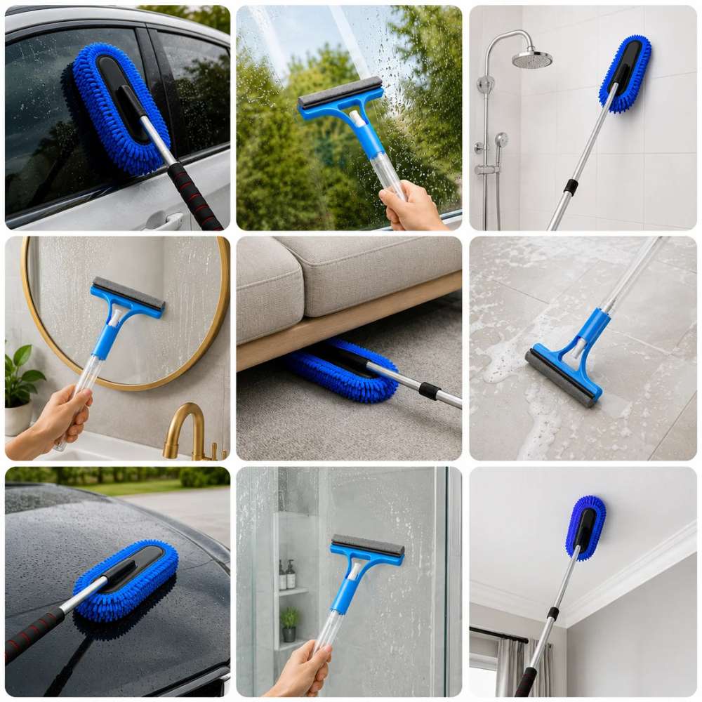 3 - In - 1 Cleaning Bundle – Spray Wiper + Extendable Microfiber Duster + Free Shampoo - CarBro