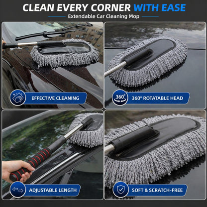 3 - In - 1 Cleaning Bundle – Spray Wiper + Extendable Microfiber Duster + Free Shampoo - CarBro