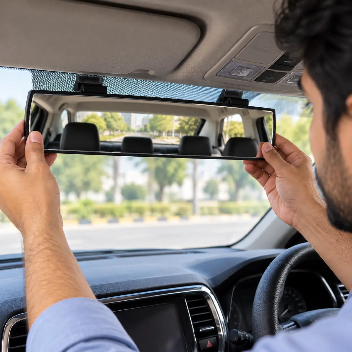 300mm Car Rear View Room Mirror | Wide Angle Panoramic Rearview Mirror for Cars | Clear Reflection, Universal Fit & Easy Installation | Plane/Curve Mirror for Wider Driving Visibility