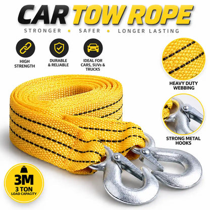 3 Meter Heavy Duty Car Tow Rope with 3 Ton Towing Capacity