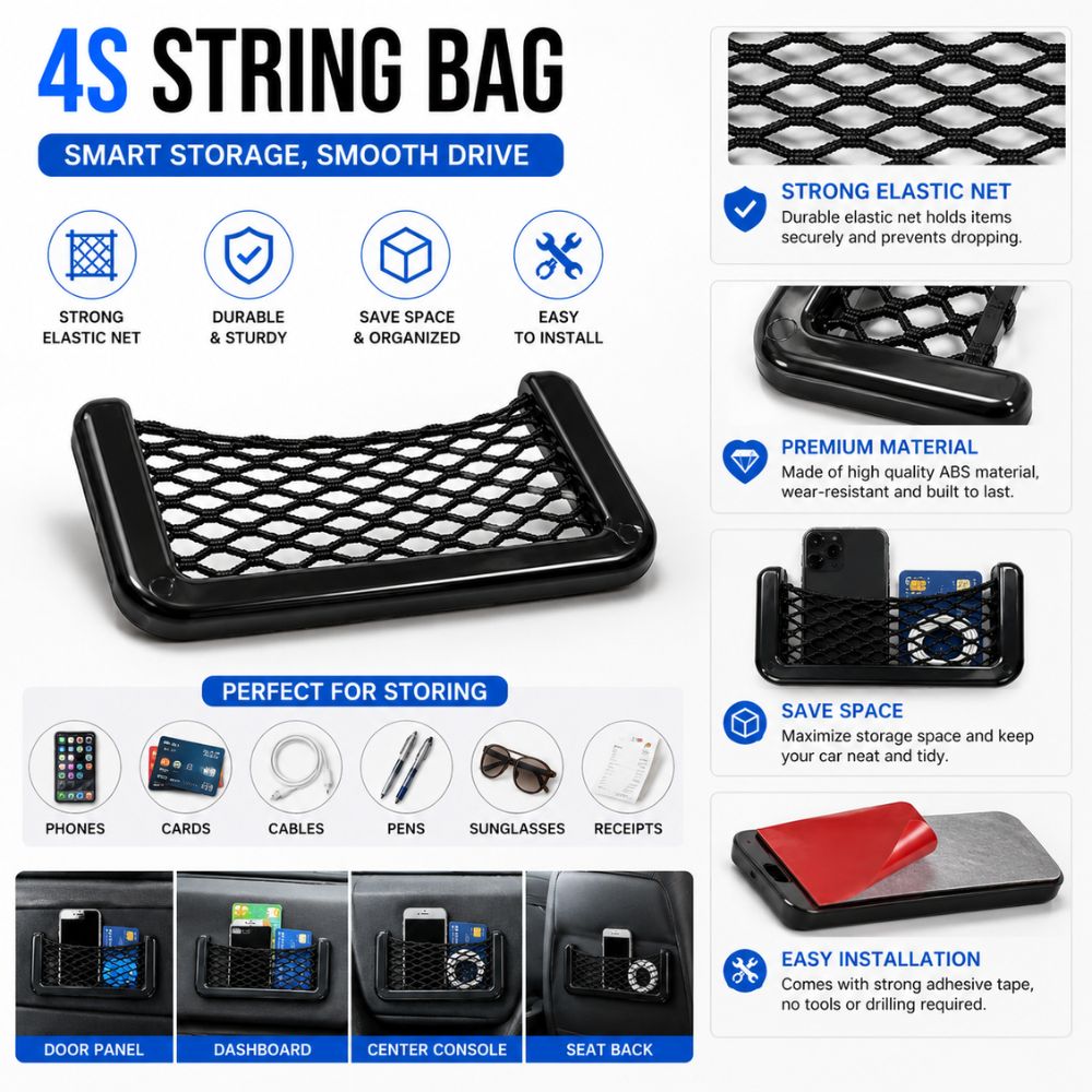 4S String Bag Car Storage Net Pocket
Car elastic mesh organizer
Dashboard storage net pocket
Car interior storage organizer
Universal vehicle net pocket