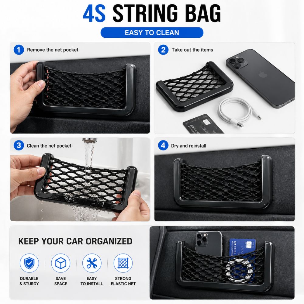 4S String Bag Car Storage Net Pocket
Car elastic mesh organizer
Dashboard storage net pocket
Car interior storage organizer
Universal vehicle net pocket