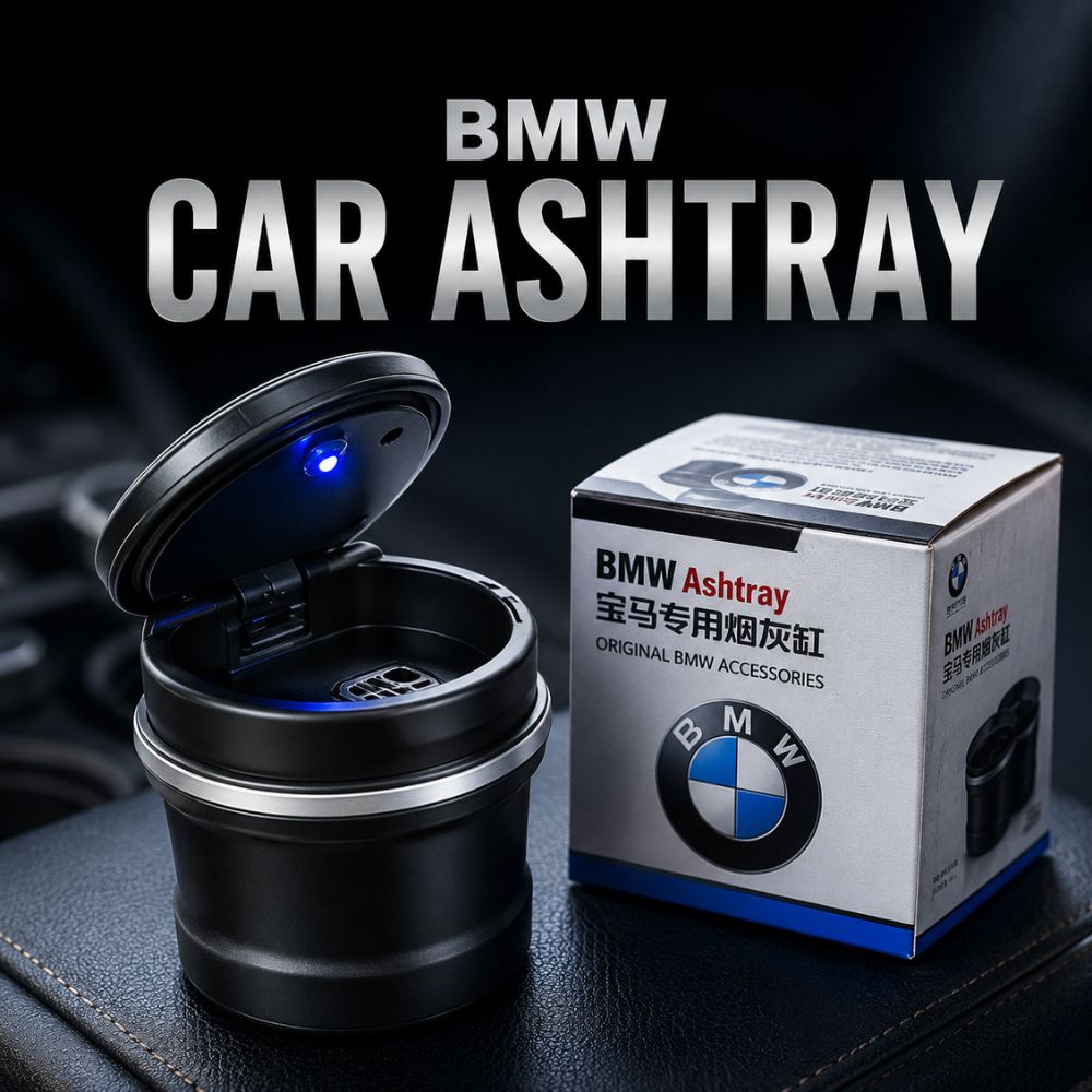 BMW LED car ashtray
Premium BMW cup holder ashtray
Car ashtray with blue LED light
Portable vehicle ashtray
BMW interior accessory ashtray