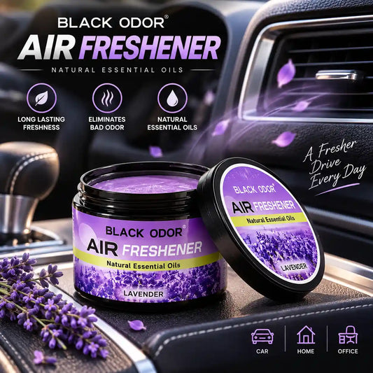 Black Odor Air Freshener Lavender | Long Lasting Car Air Freshener with Natural Essential Oils | Helps Eliminate Bad Odors & Creates a Fresh, Relaxing Fragrance for Car, Home & Office