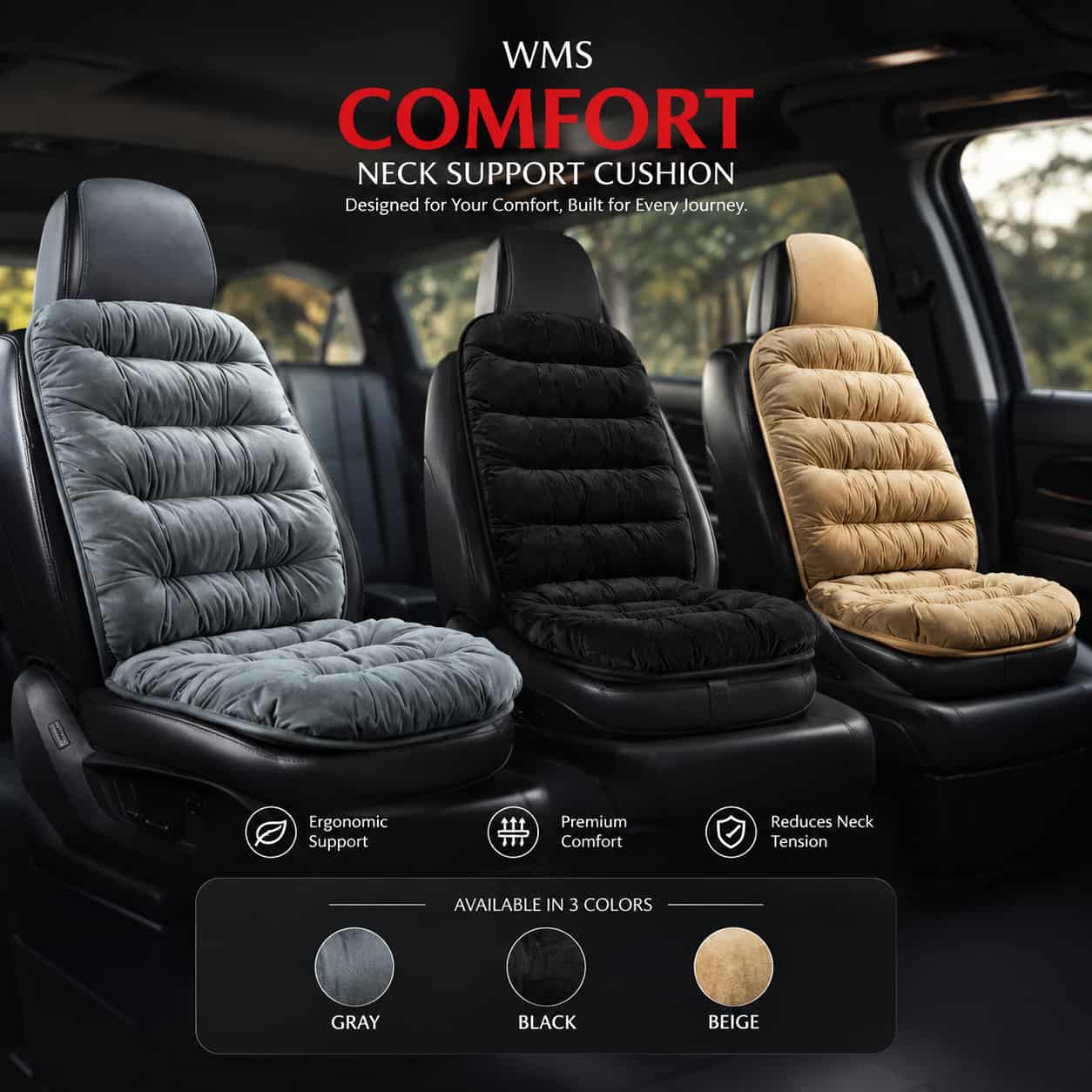 CARBRO.PK Car Seat Cushion – Universal Comfort Seat Pad for Cars | Soft & Durable for Long Drives