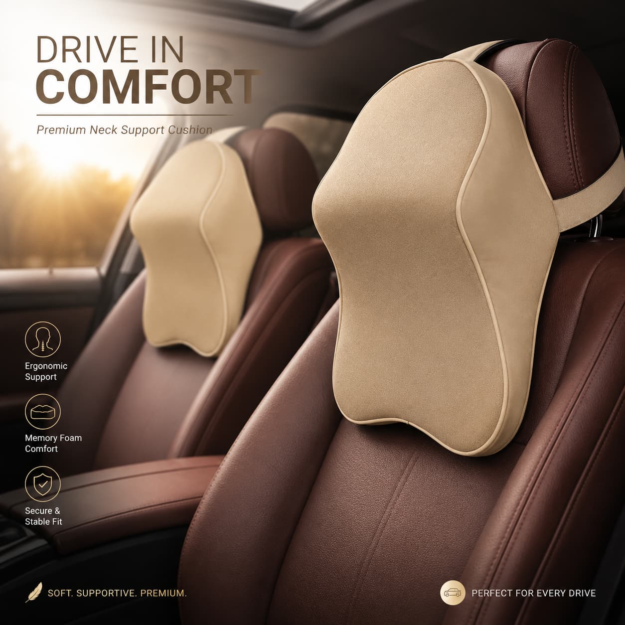 CARBRO.PK Premium Car Neck Cushion – Memory Foam Ergonomic Support Pillow for Pain Relief & Long Drives