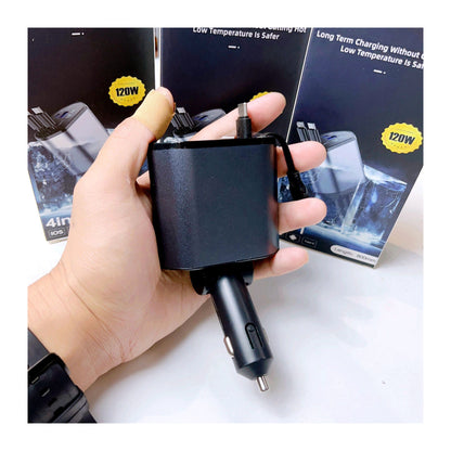CarBro 4-in-1 Retractable Car Charger | Fast Charging Multi Cable Car Adapter