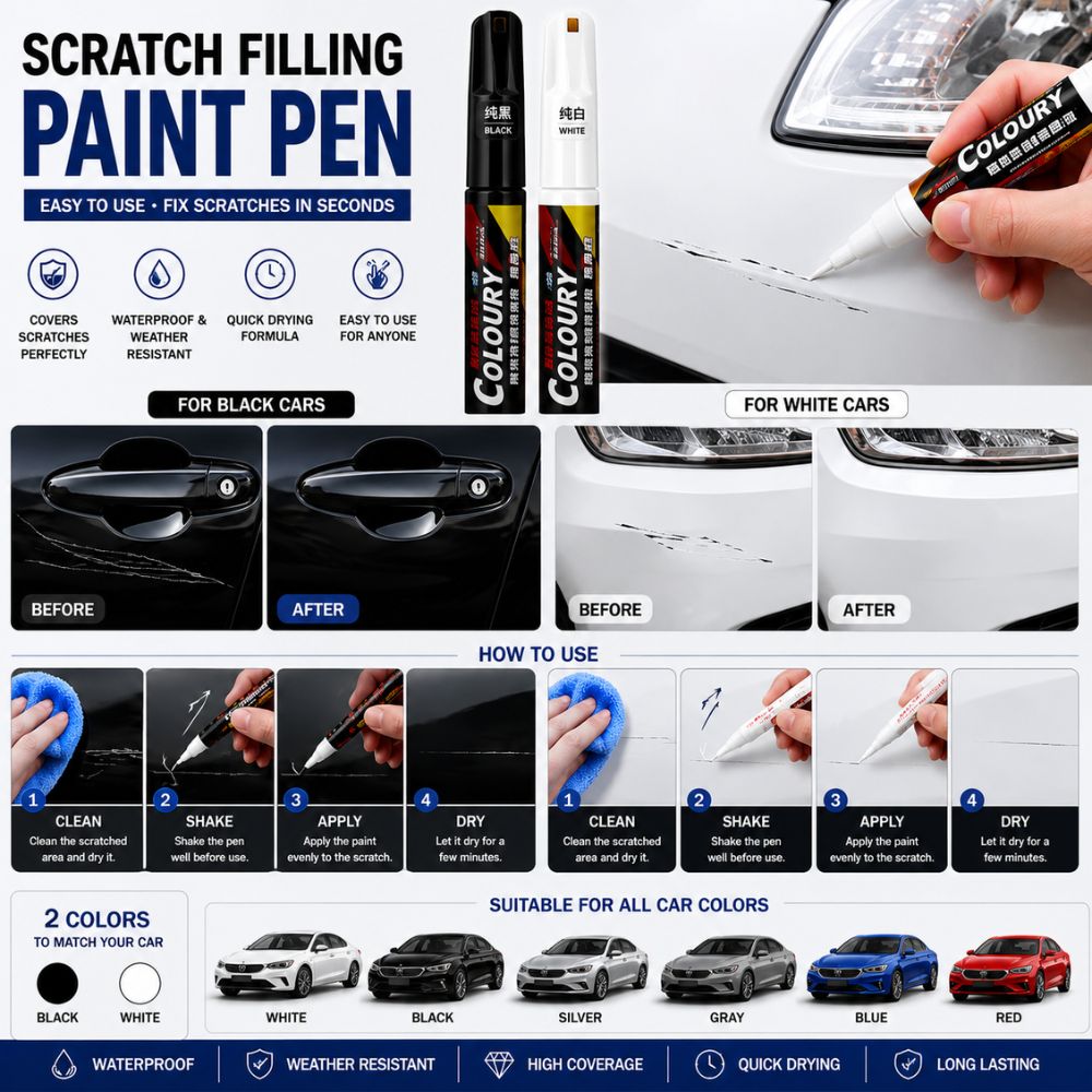 Car scratch repair paint pen in Pakistan
Touch up paint marker for car scratches
Car paint repair pen for minor scratches
Scratch filling paint pen | Carbro.pk
Vehicle touch up paint marker