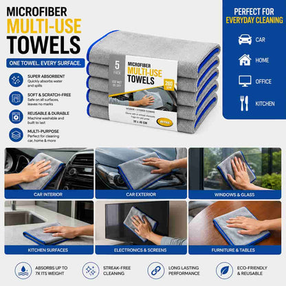 Microfiber Multi-Use Cleaning Towels – 280 GSM | 30 × 40 CM