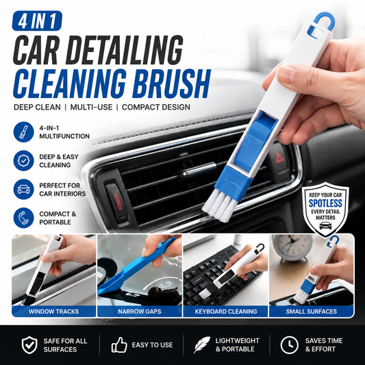 4-in-1 Car Detailing Cleaning Brush – Multi-Purpose Interior Cleaning Tool
