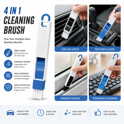 4-in-1 Car Detailing Cleaning Brush – Multi-Purpose Interior Cleaning Tool