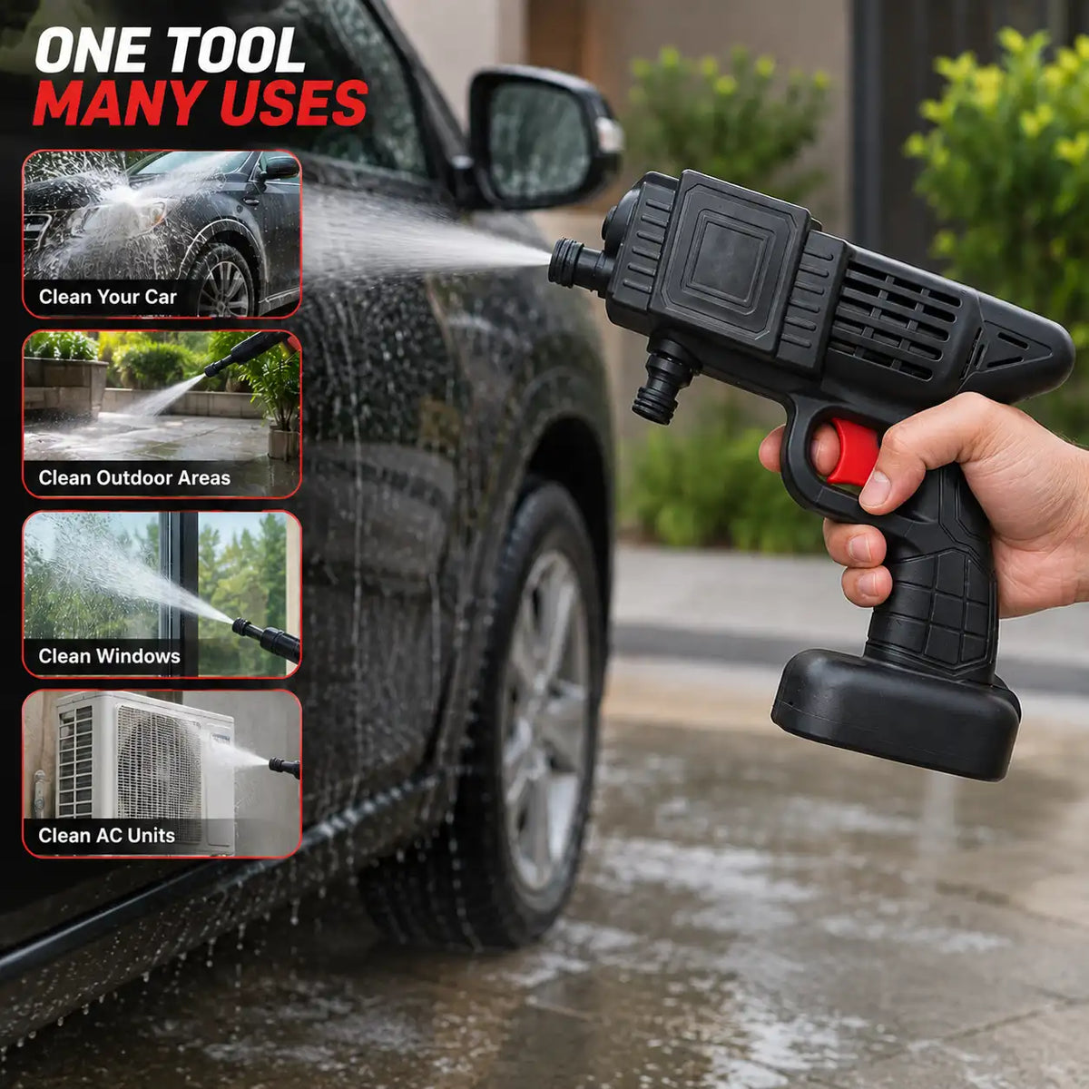 Cordless Pressure Washer 48V Li-Ion High Pressure Portable Car Washer with Dual Battery