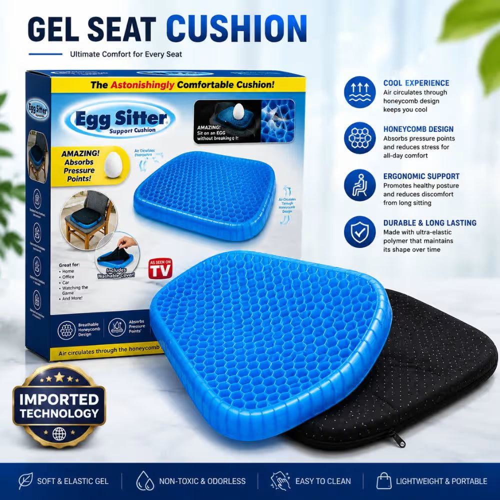 cooling gel seat cushion
gel seat cushion pakistan
car seat cushion
office chair cushion
comfortable seat cushion
honeycomb gel cushion
portable seat cushion
cooling cushion for car
breathable seat cushion
gel sitting cushion