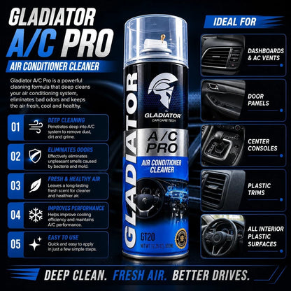 Gladiator A/C Pro Air Conditioner Cleaner 500ml – Car AC Vent Cleaner & Odor Remover Spray