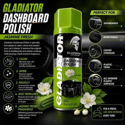 Gladiator Dashboard Polish 450ml – Jasmine Fresh Dashboard Cleaner, Shine & UV Protectant Spray