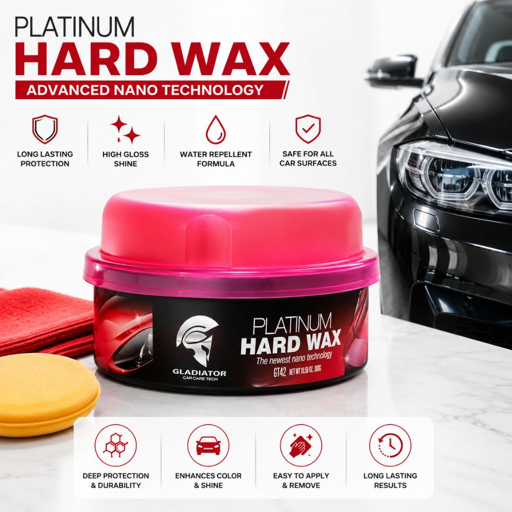 Gladiator Platinum Hard Wax
Nano technology car wax
Premium paint protection wax
High gloss hard wax polish
Long lasting car wax coating