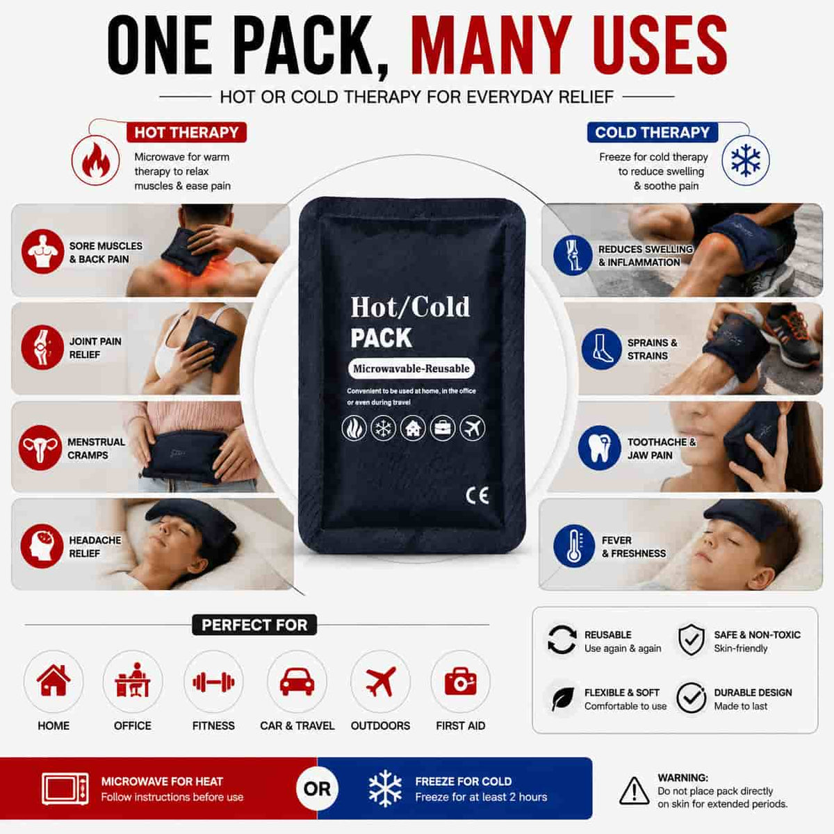 HIFAZ Hot & Cold Pack | Reusable Microwaveable Heating & Cooling Gel Pack
