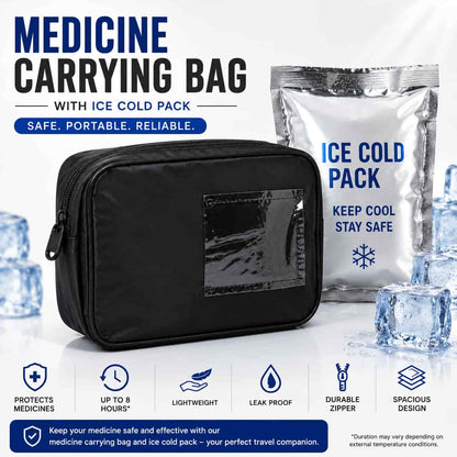 HIFAZ Medicine Carrying Bag with Ice Cold Pack | Insulated Portable Travel Medicine Bag