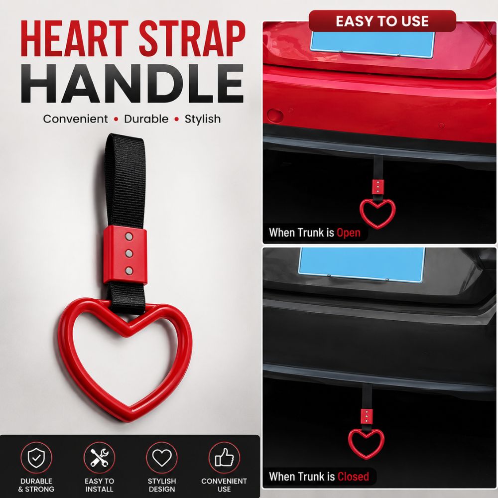 Heart strap trunk handle
Decorative heart car accessory
Red heart car handle strap
Stylish trunk handle accessory
Universal heart strap handle