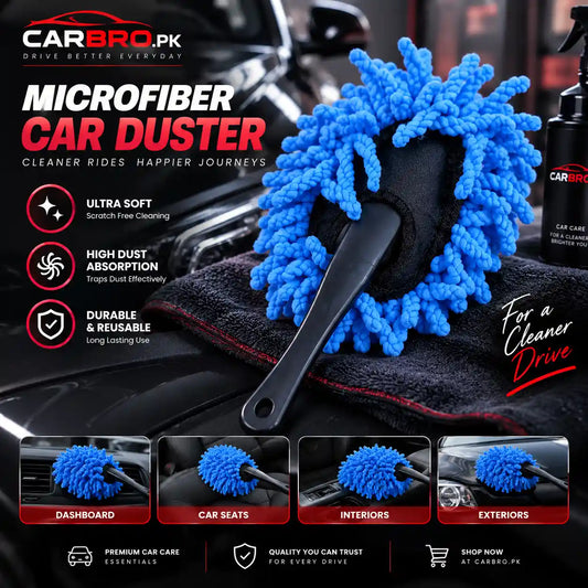 Microfiber Car Duster for Dashboard, Car Interior & Exterior  Ultra Soft Dust Cleaning Brush with High Dust Absorption, Scratch-Free Reusable Car Cleaning Tool for Dashboard, Seats, Console & Vehicle Surfaces