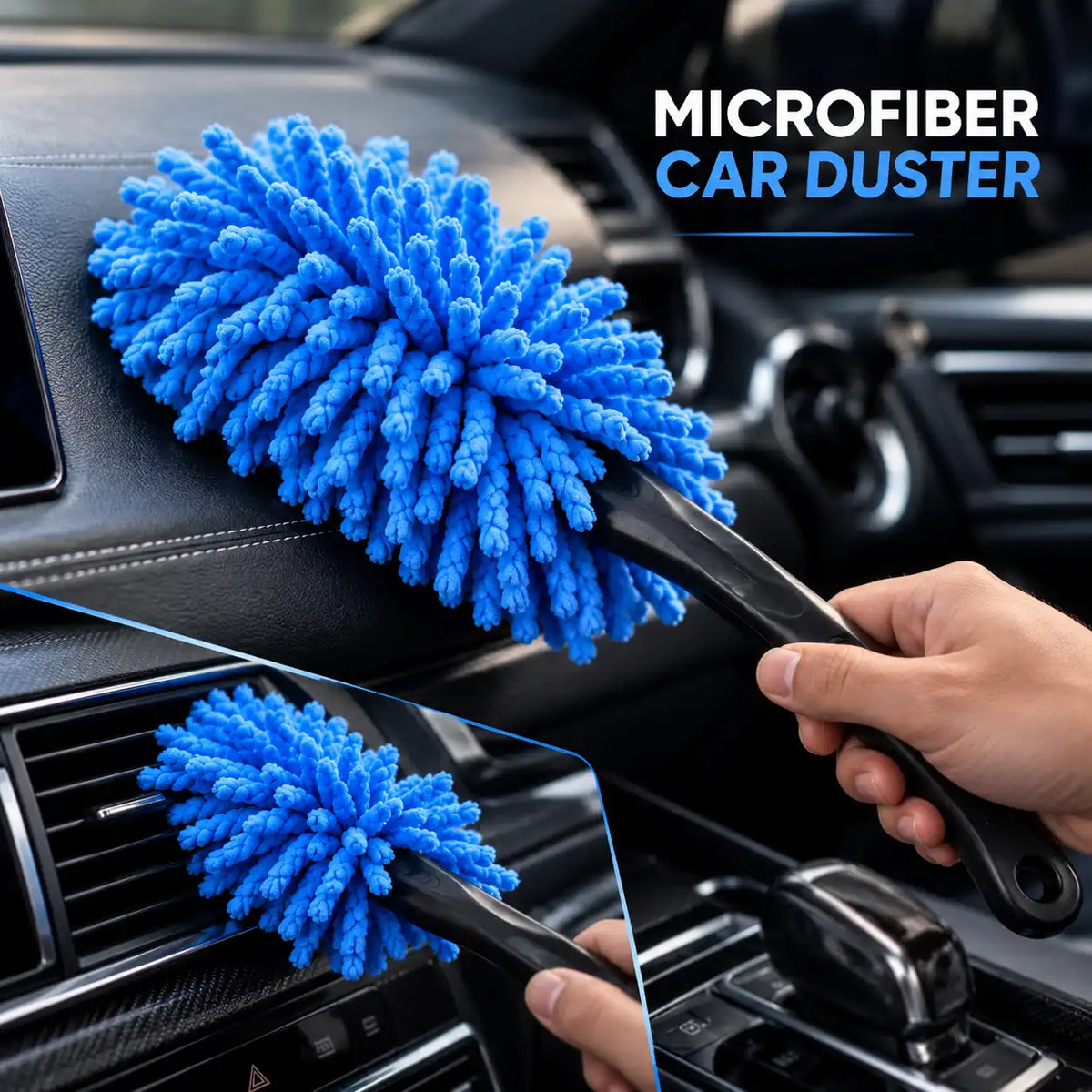 Microfiber Car Duster for Dashboard, Car Interior & Exterior  Ultra Soft Dust Cleaning Brush with High Dust Absorption, Scratch-Free Reusable Car Cleaning Tool for Dashboard, Seats, Console & Vehicle Surfaces