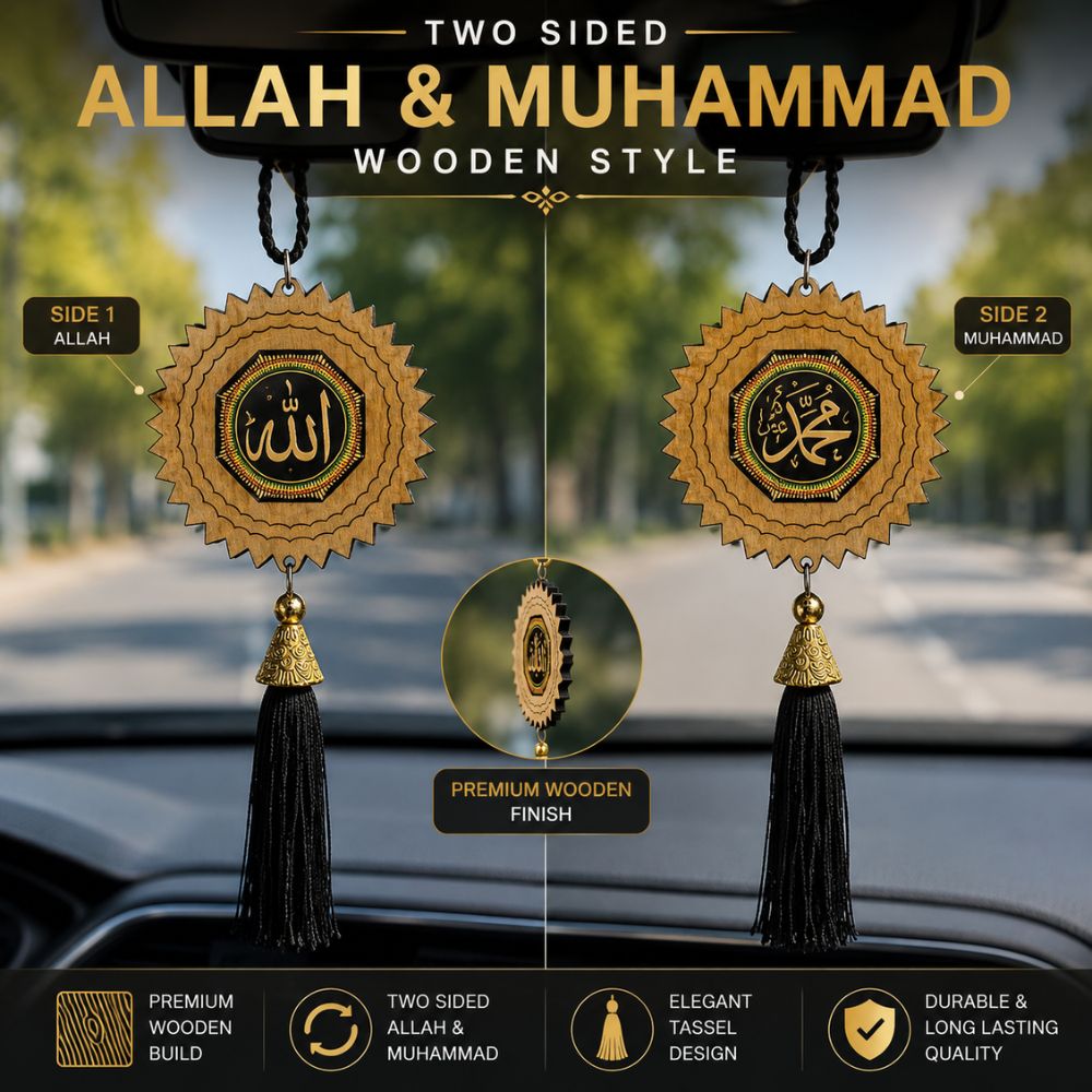 Premium Islamic car hanging
Allah Muhammad car mirror pendant
Islamic rear view mirror accessory
Decorative Islamic car ornament
Elegant car hanging with calligraphy