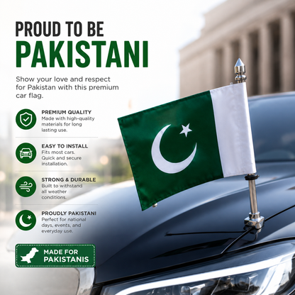 Pakistan car flag
Pakistan bike flag
Stainless steel Pakistan vehicle flag
Independence Day car flag
14 August Pakistan flag for car
Pakistan hood flag
Patriotic car accessory Pakistan
Car flag for Pakistan celebrations