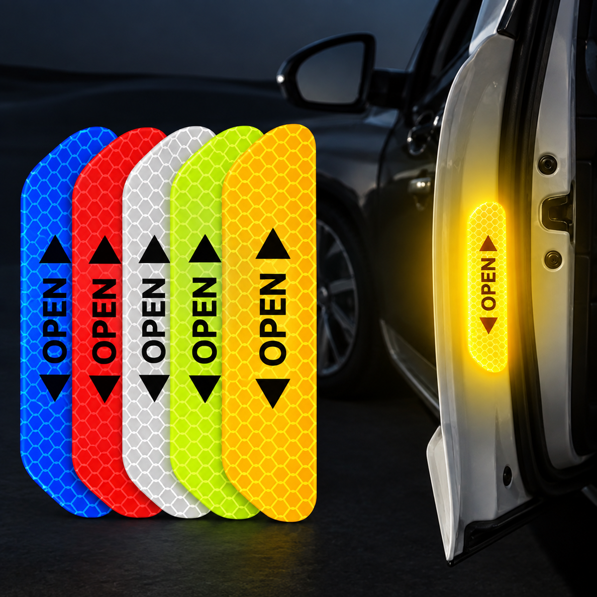 Reflective Car Door Safety Stickers – High Visibility Warning Decals for Cars