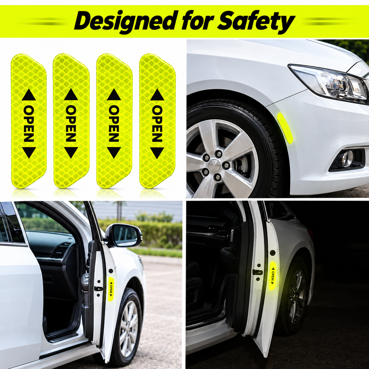 Reflective Car Door Safety Stickers – High Visibility Warning Decals for Cars