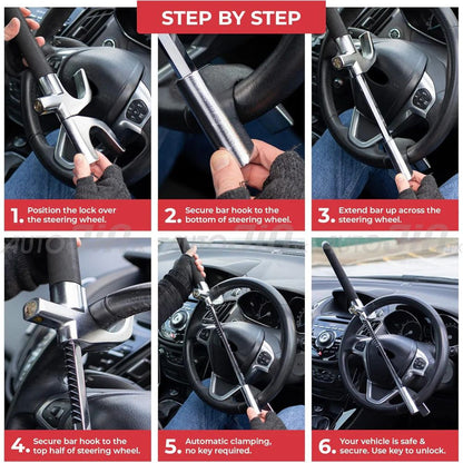 SOGO anti-theft steering wheel lock in Pakistan
Heavy-duty steering wheel security lock
Universal car steering wheel lock
Vehicle anti-theft lock | Carbro.pk
Car security steering lock for vehicles