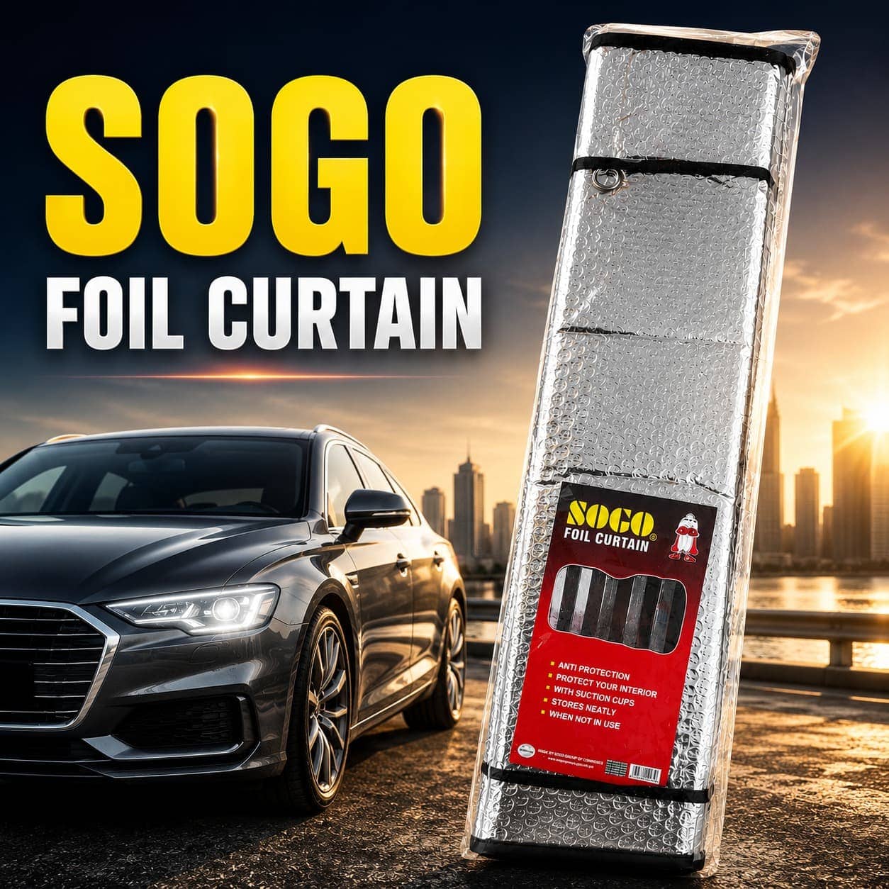 SOGO foil curtain car windshield sunshade
Car heat protection foil curtain sunshade
SOGO car sunshade aluminum foil
Windshield UV protection foil curtain
Foldable car sunshade heat blocker