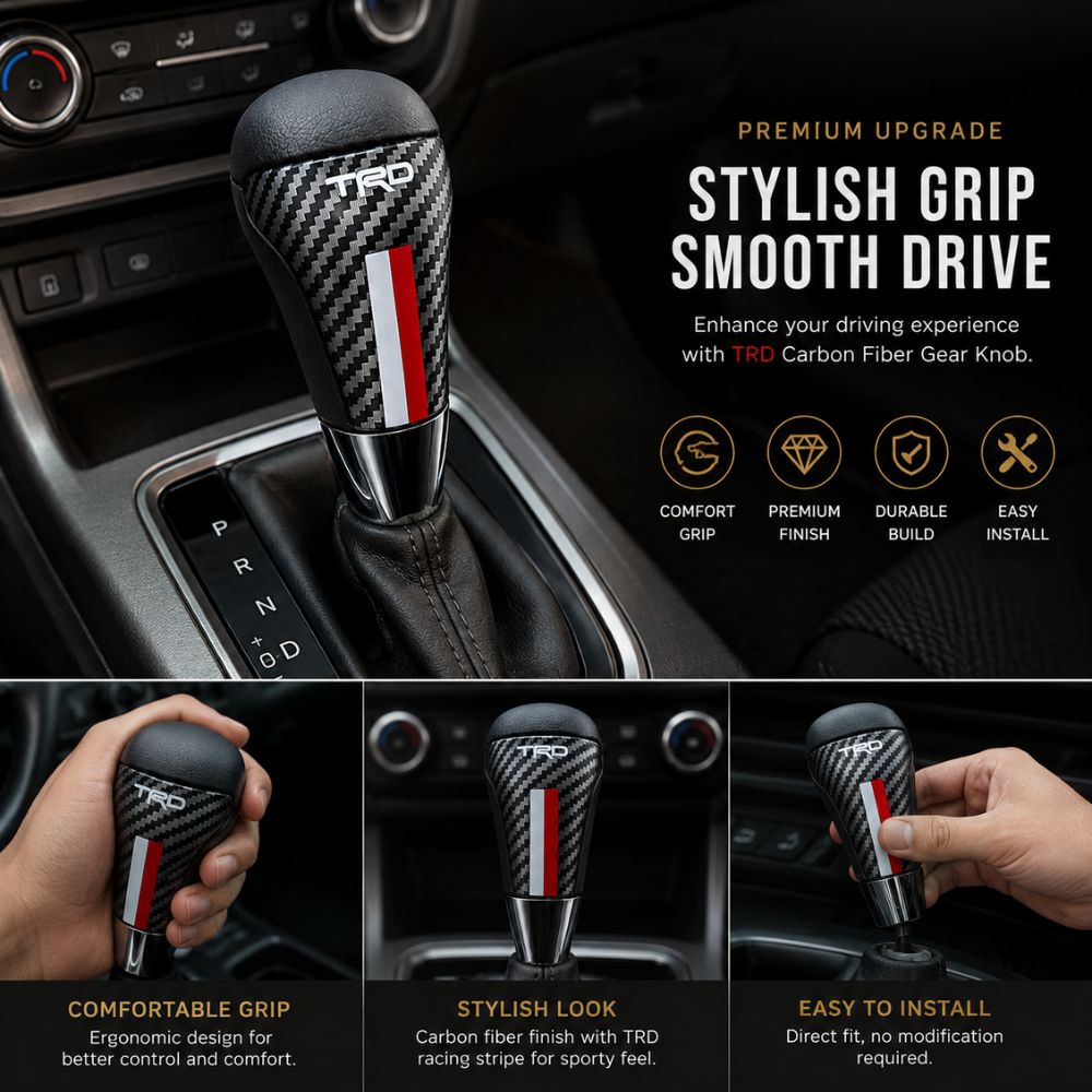 TRD carbon fiber gear shift knob
Premium carbon fiber gear lever
TRD racing gear knob
Sporty gear shift handle
Universal gear knob accessory