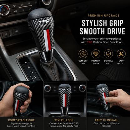 TRD carbon fiber gear shift knob
Premium carbon fiber gear lever
TRD racing gear knob
Sporty gear shift handle
Universal gear knob accessory