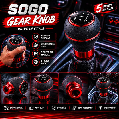 Universal 5 speed manual gear shift knob
Sport style gear knob for manual cars
Anti-slip manual transmission gear knob
Car interior gear shift upgrade
Red and black performance gear knob