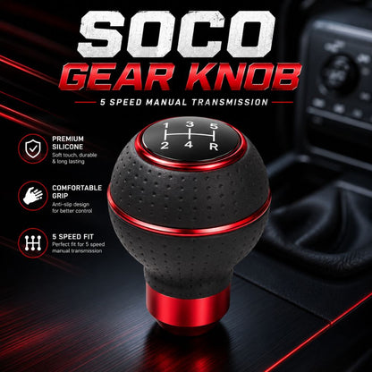 Universal 5 speed manual gear shift knob
Sport style gear knob for manual cars
Anti-slip manual transmission gear knob
Car interior gear shift upgrade
Red and black performance gear knob.