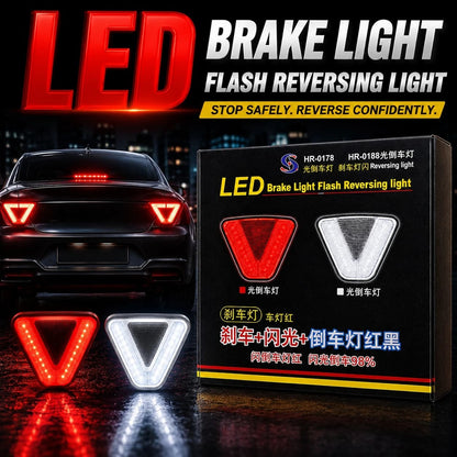 Universal LED Brake Light Flash Reversing Light – Triangle Rear Safety Brake & Reverse Light (12V)