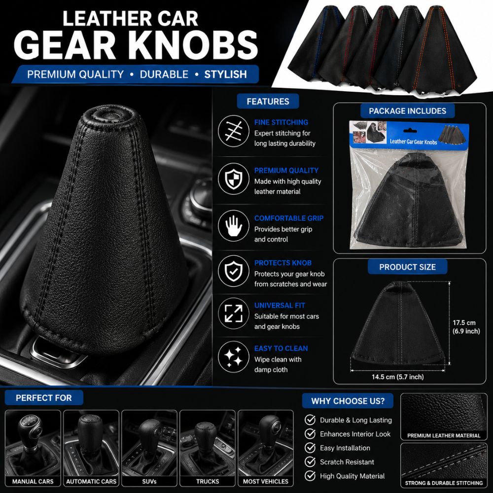 Universal leather gear knob cover
Car gear shift boot cover
Premium leather gear cover
Gear lever leather protector
Universal car gear knob cover