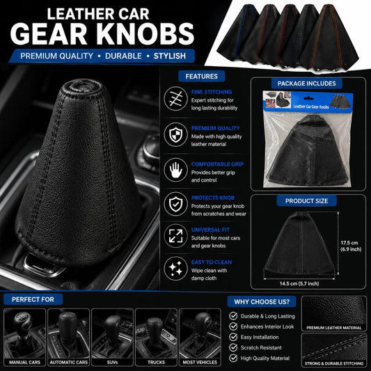 Universal leather gear knob cover
Car gear shift boot cover
Premium leather gear cover
Gear lever leather protector
Universal car gear knob cover