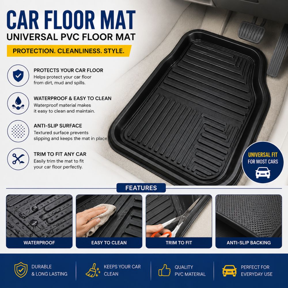 Universal PVC car floor mat
Waterproof car floor protector
Anti-slip vehicle floor mat
Car interior floor mat
Trim to fit floor mat