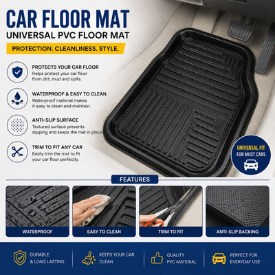 Universal PVC car floor mat
Waterproof car floor protector
Anti-slip vehicle floor mat
Car interior floor mat
Trim to fit floor mat