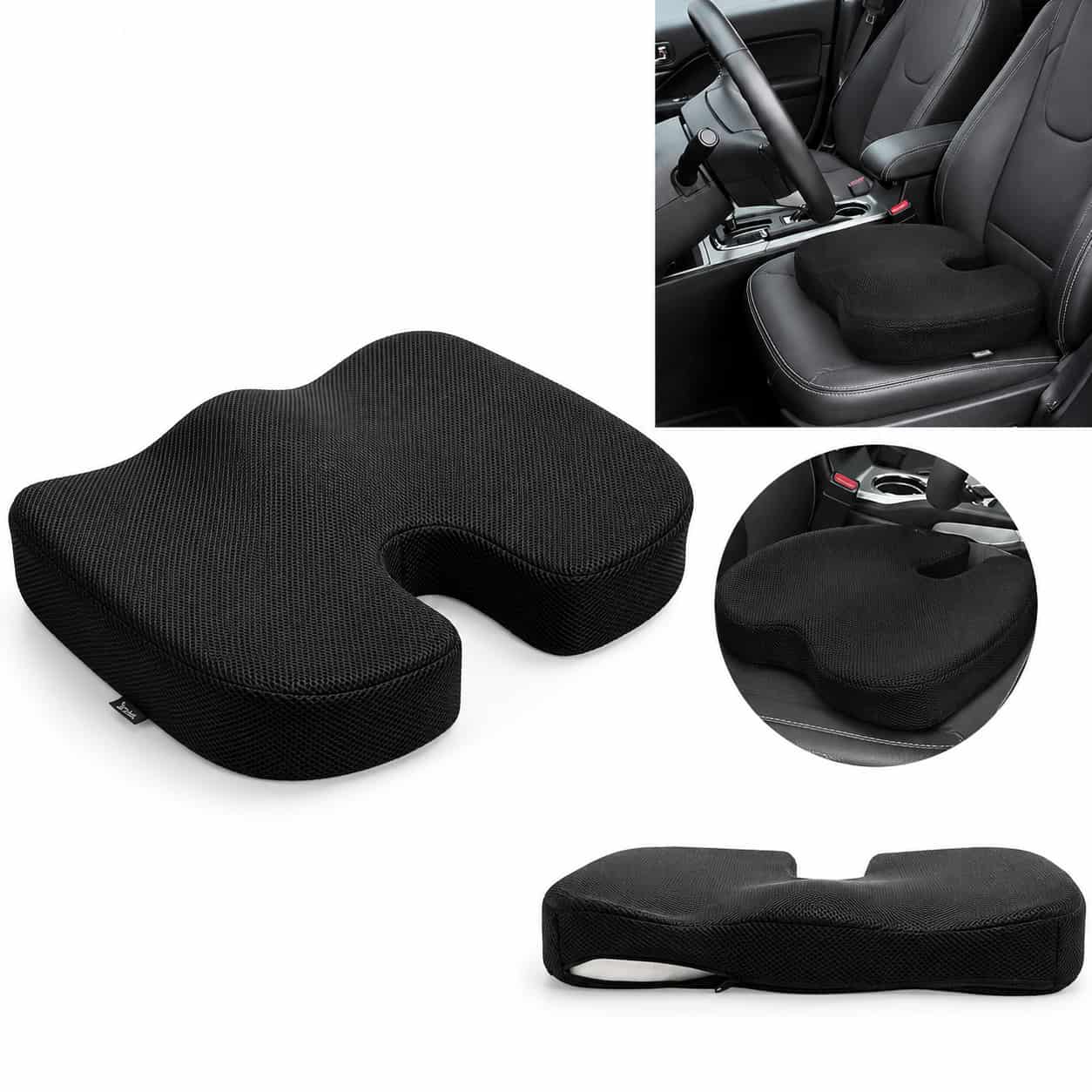 Universal Memory Foam Seat Cushion – U Shape Orthopedic Hip Support for Car & Office Chair